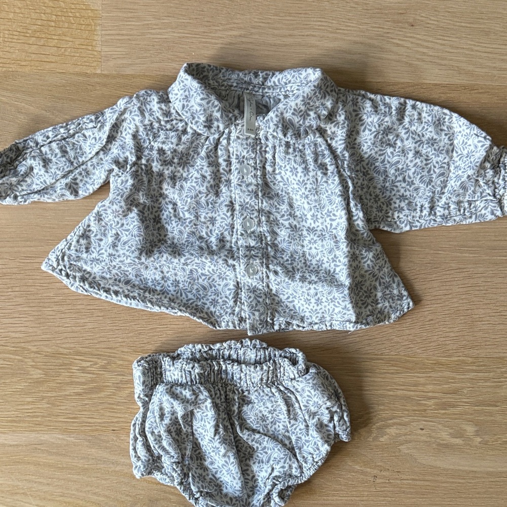 Gray Floral Baby Set